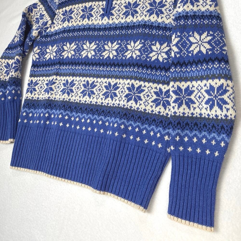 Nomadic Traders Sweater Womens Medium Blue Fair Isle 1/4 Zip - Picture 6 of 8